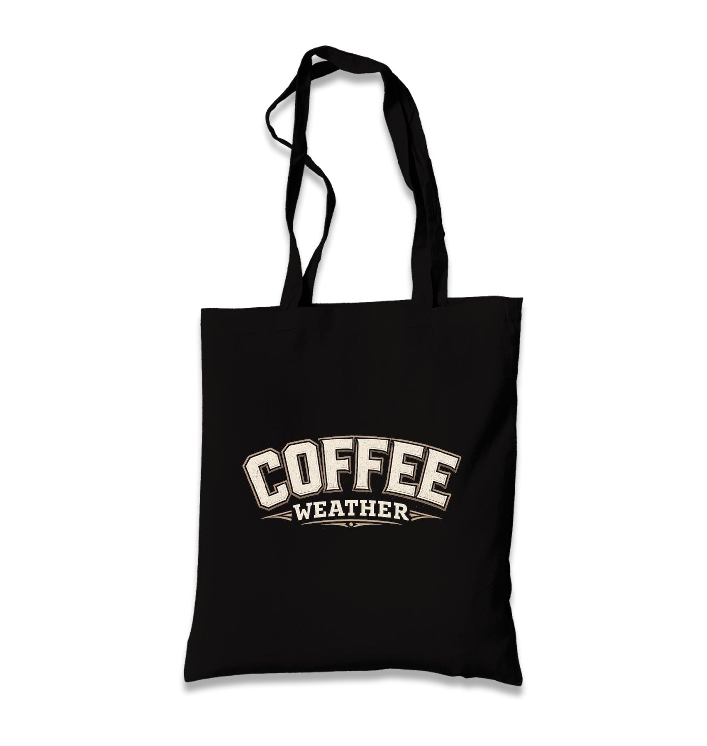 Coffee Weather Black Canvas Tote Bag Graphic Print