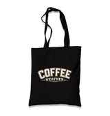 Coffee Weather Black Canvas Tote Bag Graphic Print