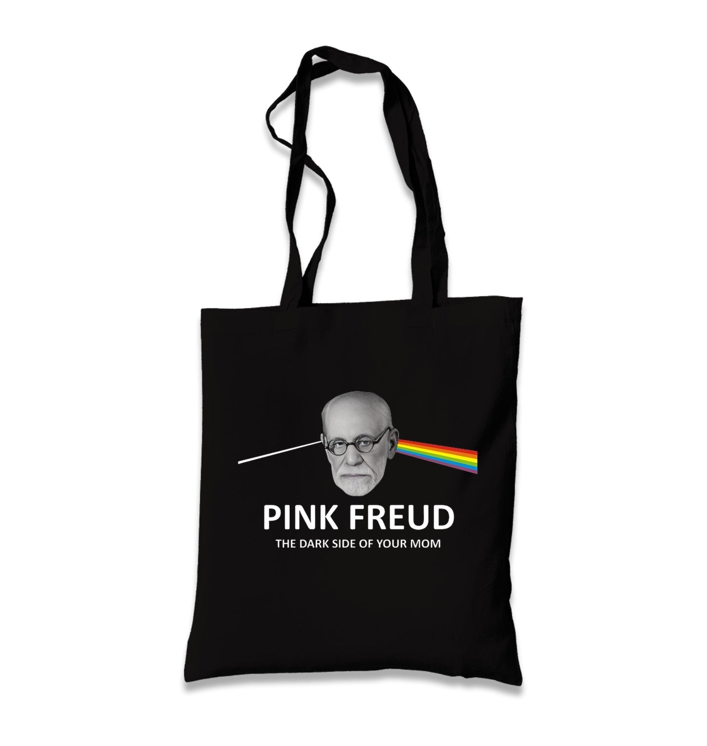 Pink Freud Dark Side of Your Mom Black Canvas Tote Bag Graphic Print