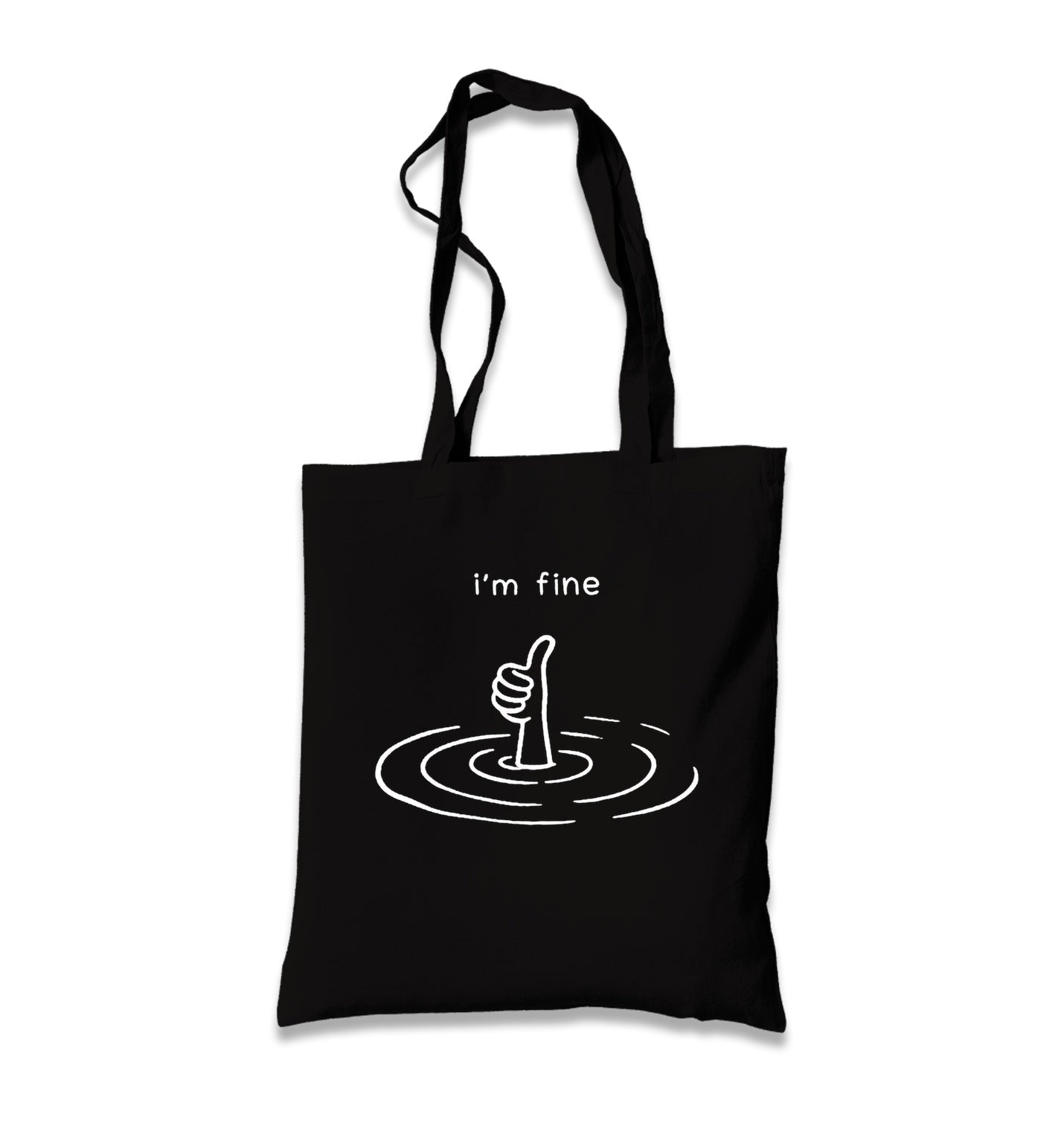 I'm Fine Black Canvas Tote Bag Graphic Print