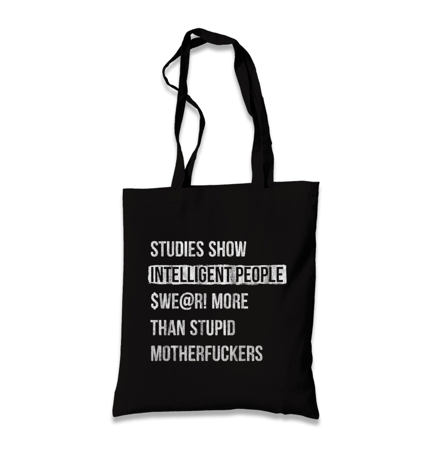 Intelligent People Swear More Black Canvas Tote Bag Graphic Print