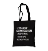 Intelligent People Swear More Black Canvas Tote Bag Graphic Print