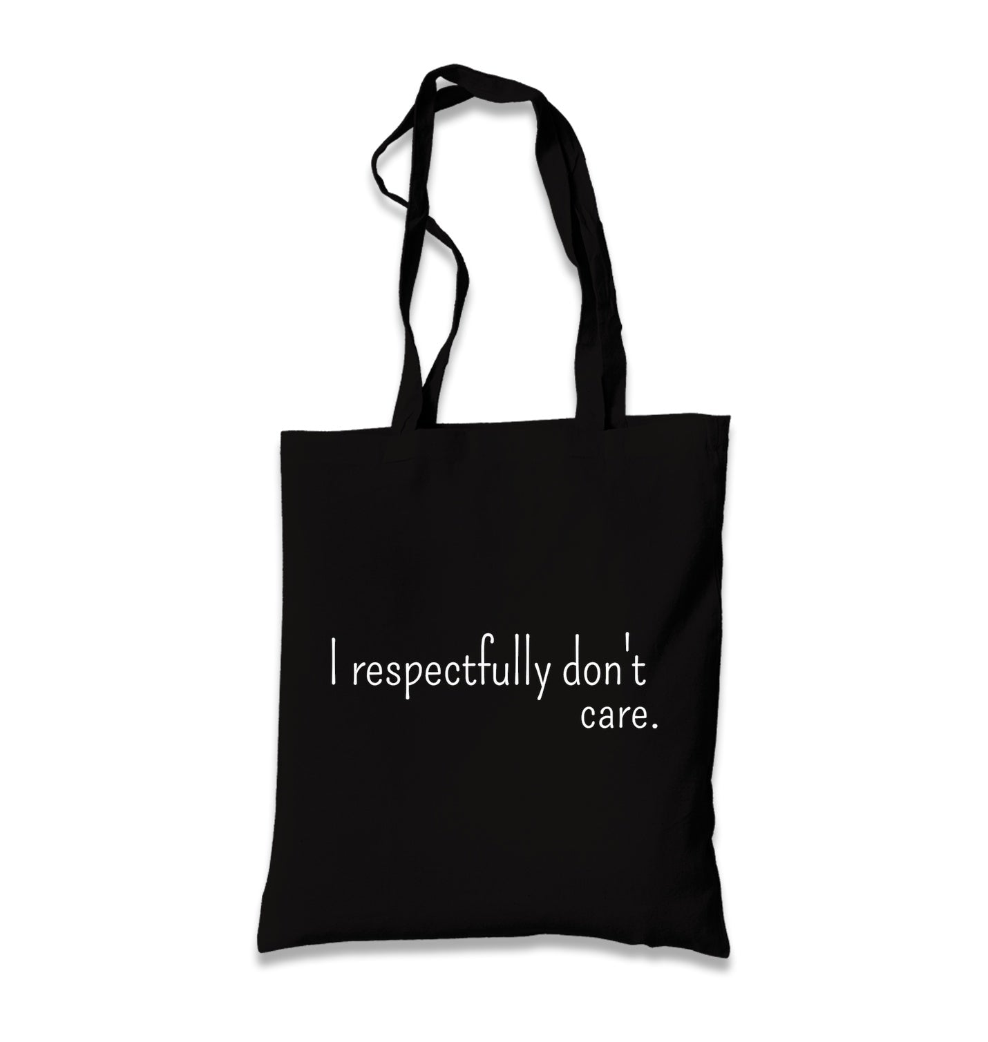 I Respectfully Don't Care Black Canvas Tote Bag Graphic Print