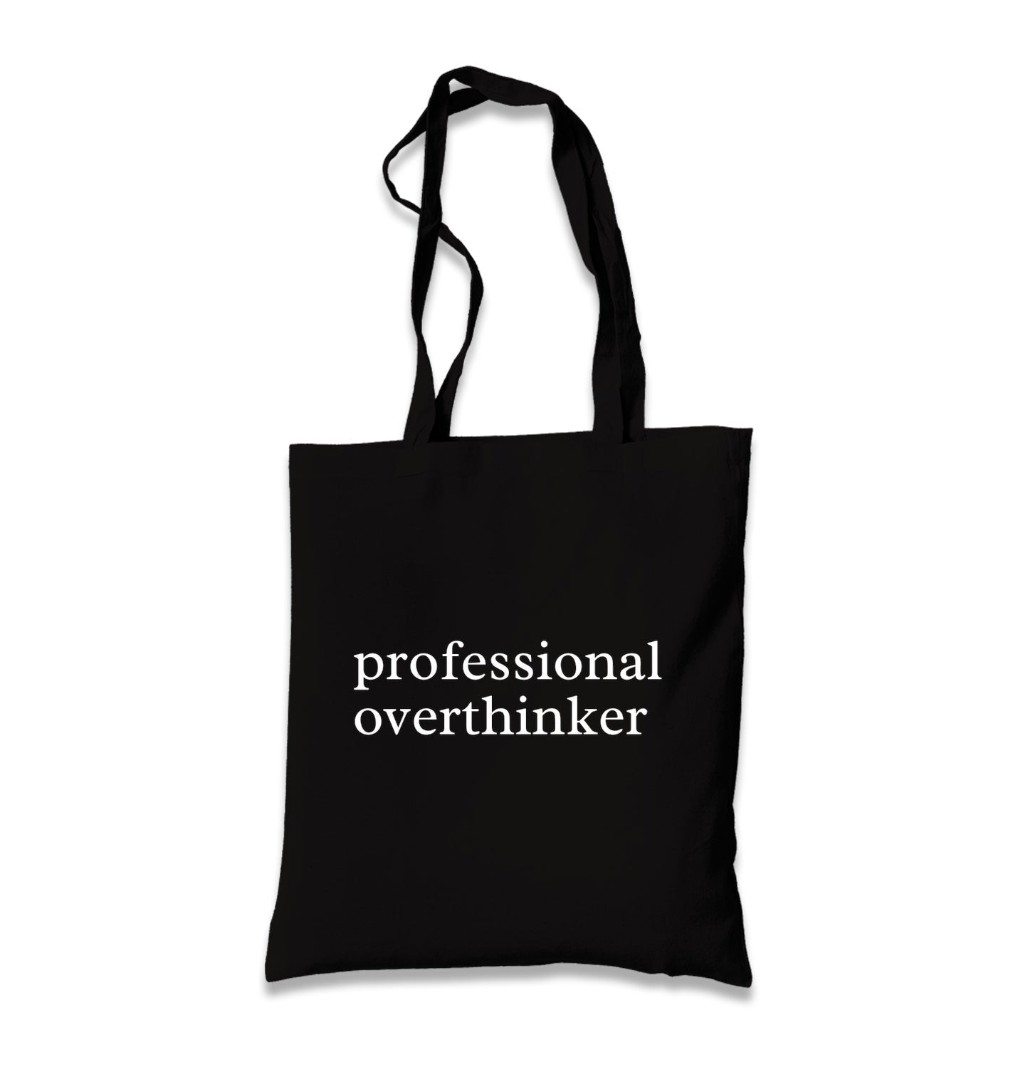 Professional Overthinker Black Canvas Tote Bag Graphic Print
