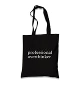 Professional Overthinker Black Canvas Tote Bag Graphic Print