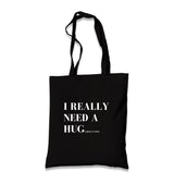 I Need a Huge Glass of Wine Black Canvas Tote Bag Graphic Print