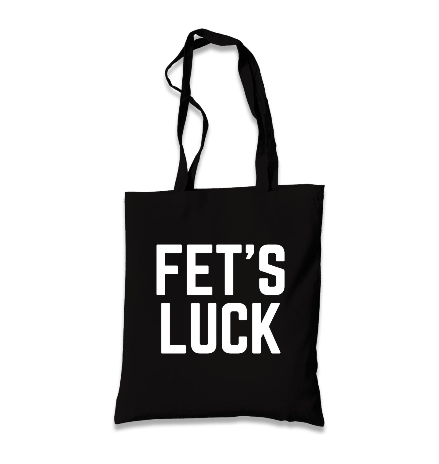 FET’S LUCK Black Canvas Tote Bag Graphic Print