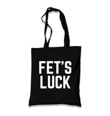FET’S LUCK Black Canvas Tote Bag Graphic Print