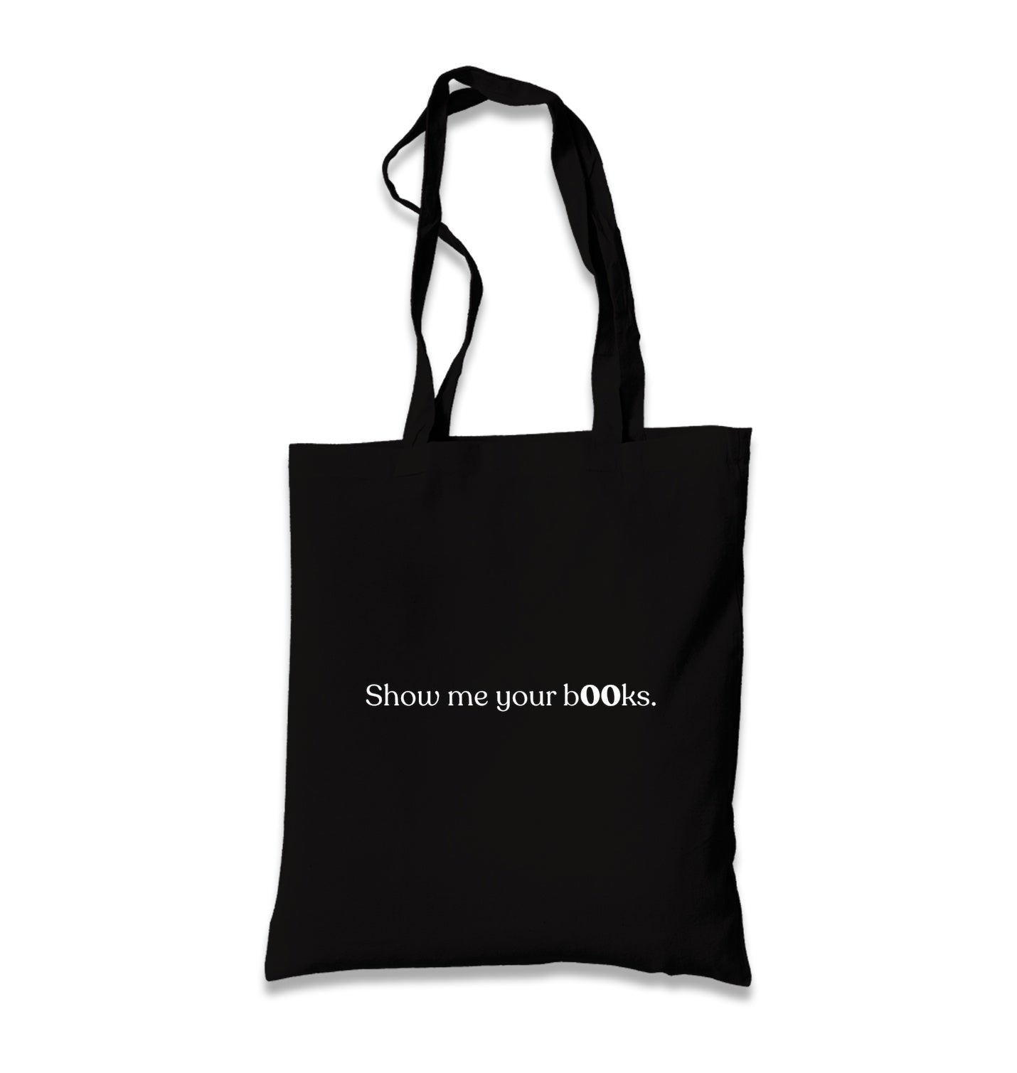 Show Me Your Books Black Canvas Tote Bag Graphic Print