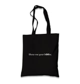 Show Me Your Books Black Canvas Tote Bag Graphic Print