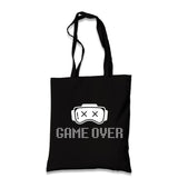 Game Over Eyes Black Canvas Tote Bag Graphic Print