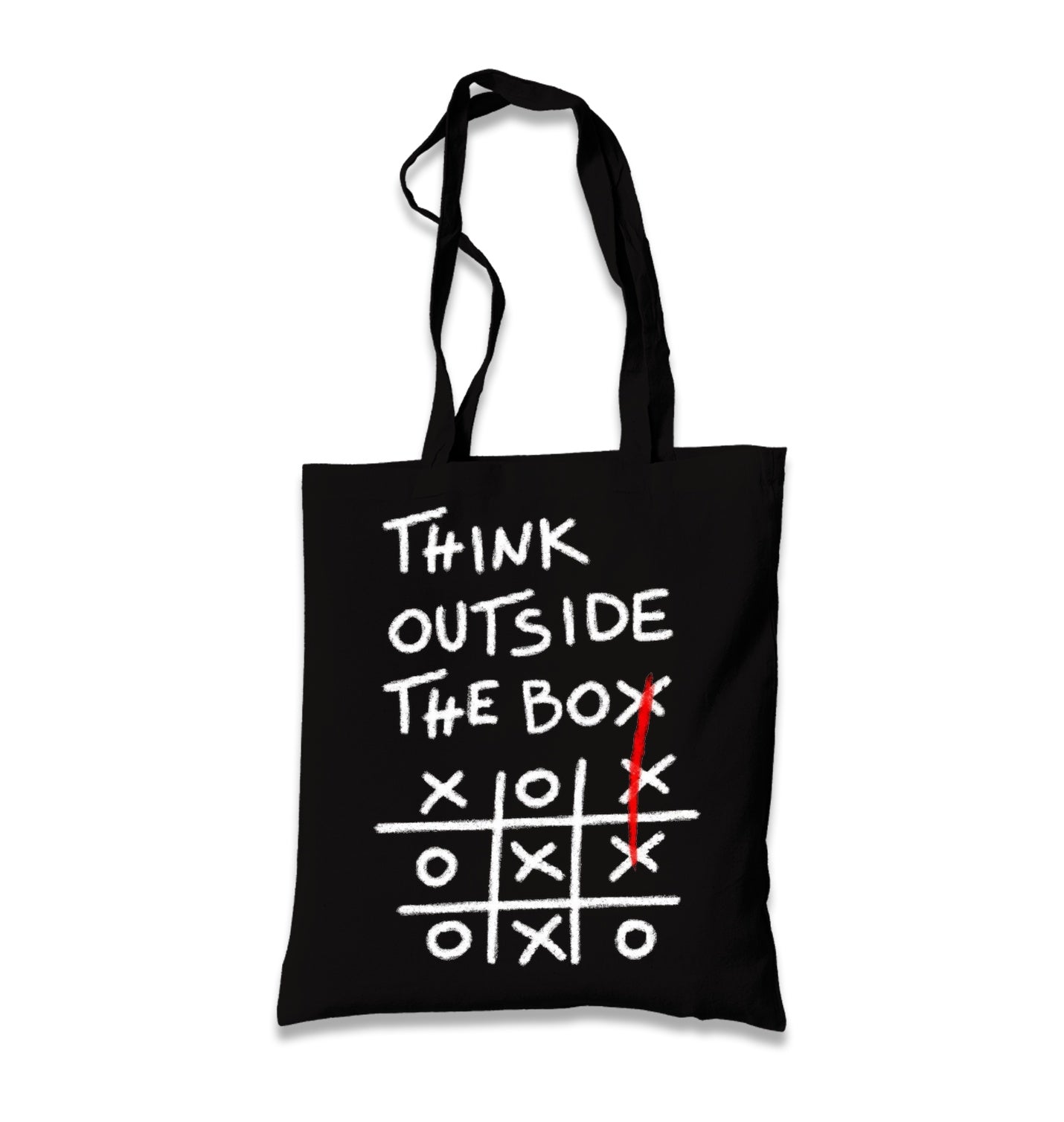 Think Outside the Box Black Canvas Tote Bag Graphic Print