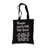 Think Outside the Box Black Canvas Tote Bag Graphic Print