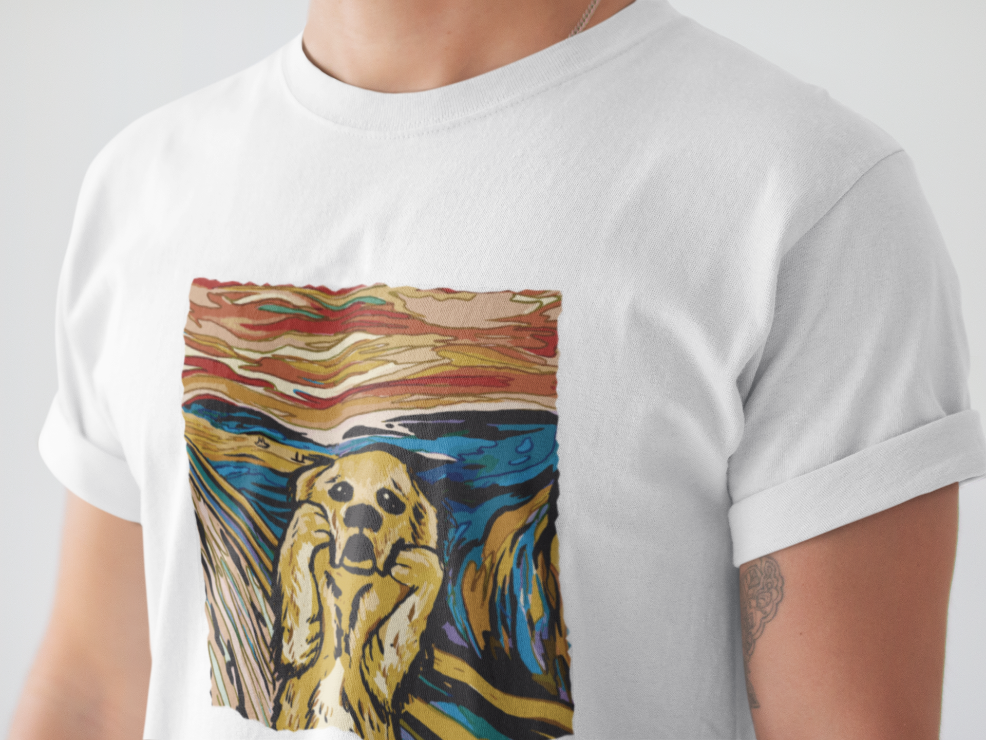 Golden Retriever in Scream Men's Black Tshirt - Premium Men's T-shirt from W.E.N.S. WIND - Just 6490! Shop now at W.E.N.S. WIND