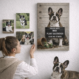 Personalized Dog Canvas Wall Art 30 x 40 cm “Pets Got Busted: Plant Destroyer” Pet Portrait